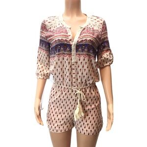 Freeway Juniors Boho Tie Waist Romper